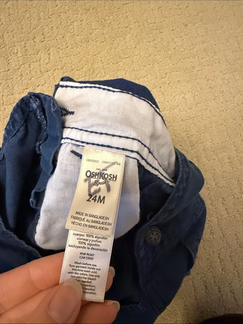 OshKosh B'gosh Navy Blue Baby Toddler Overalls size 24 months